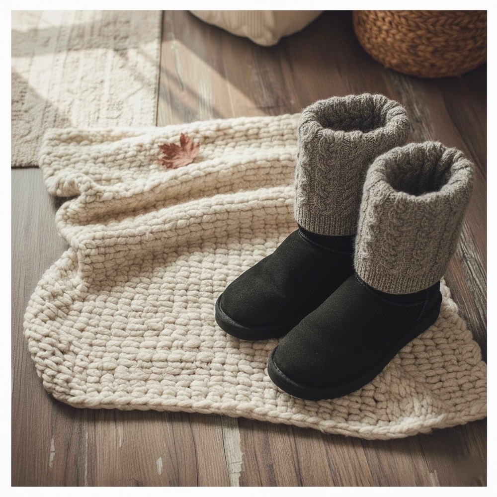🌟❄️ UGG Tularosa Route Detachable Cable Knit Shearling Boots - Black! ❄️🌟